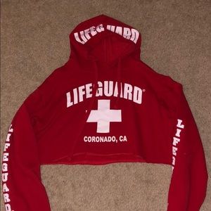 crop top life guard hoodie